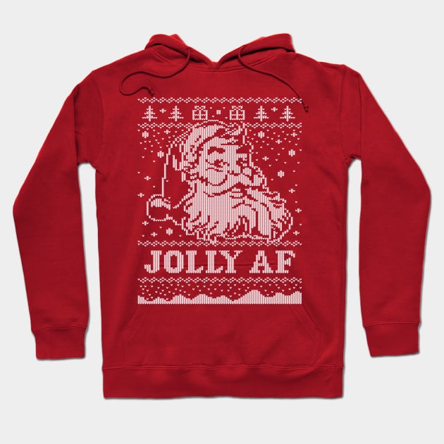 Santa JOLLY AF Ugly Christmas Sweater Funny Santa T-Shirt Hoodie by vo_maria